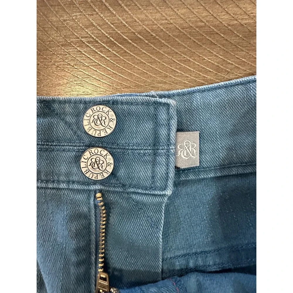 NWT Rock & Republic Bonnaroo Jean Shorts Size 14 Teal Blue Denim 4